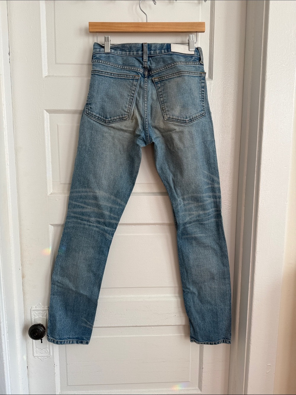 Re/Done Faded Light Blue Slim Straight Jeans - Picture 5 of 9